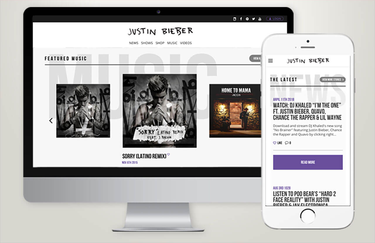 Justin Bieber's official site